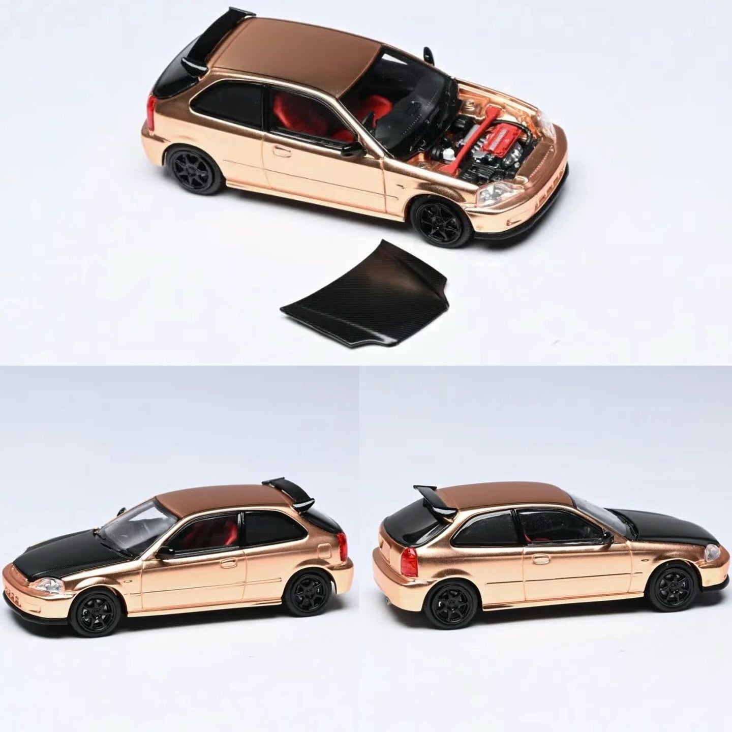 MOTORHELIX 1/64 HONDA CIVIC TYPE R ELECTROPLATING COPPER HONG KONG TOYCAR SALON EXCLUSIVE 2025