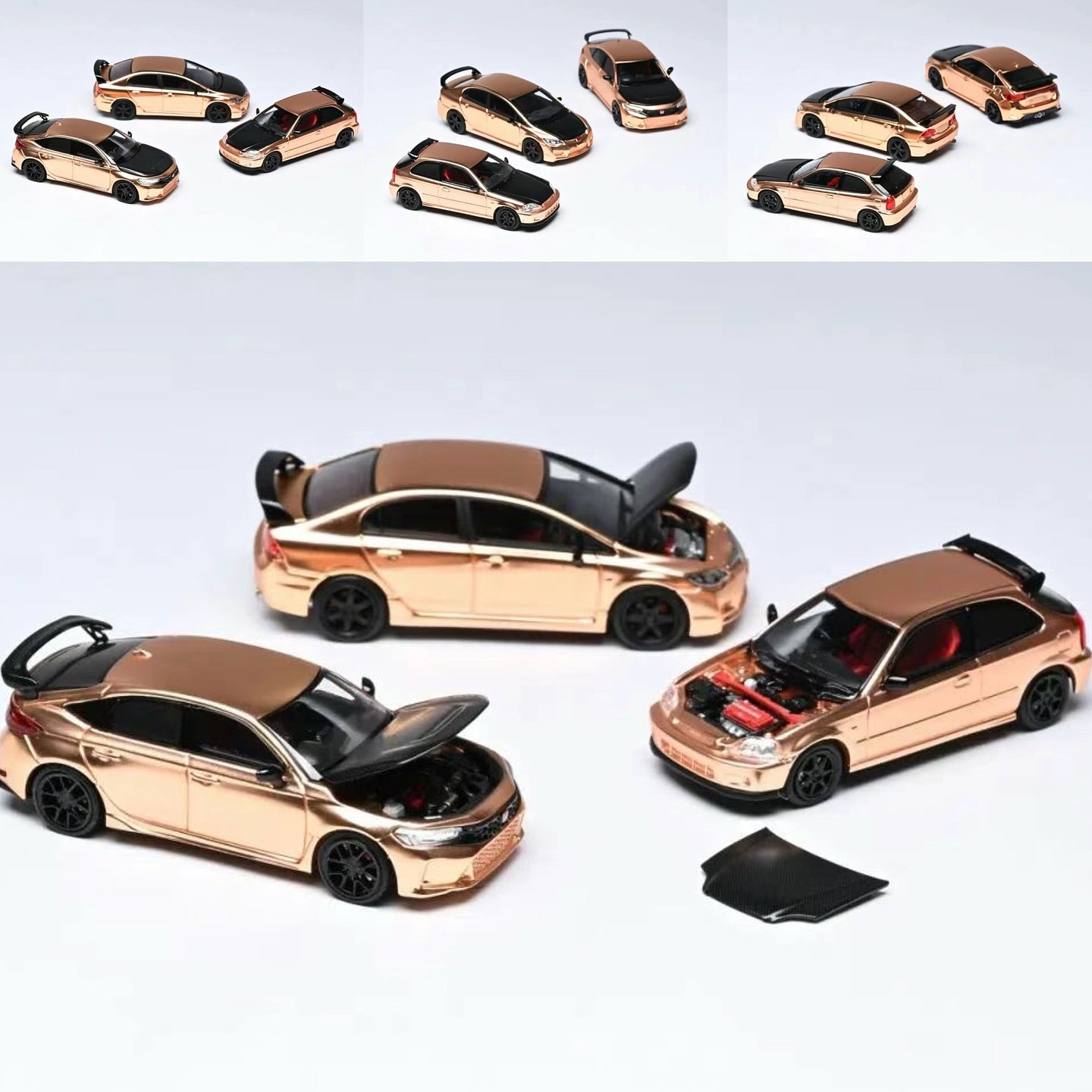 MOTORHELIX 1/64 HONDA CIVIC TYPE R ELECTROPLATING COPPER HONG KONG TOYCAR SALON EXCLUSIVE 2025