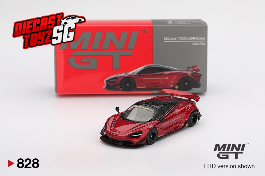 MINI GT #828 1/64 McLaren 720S LB☆Works Gem Red (RHD) – Diecast