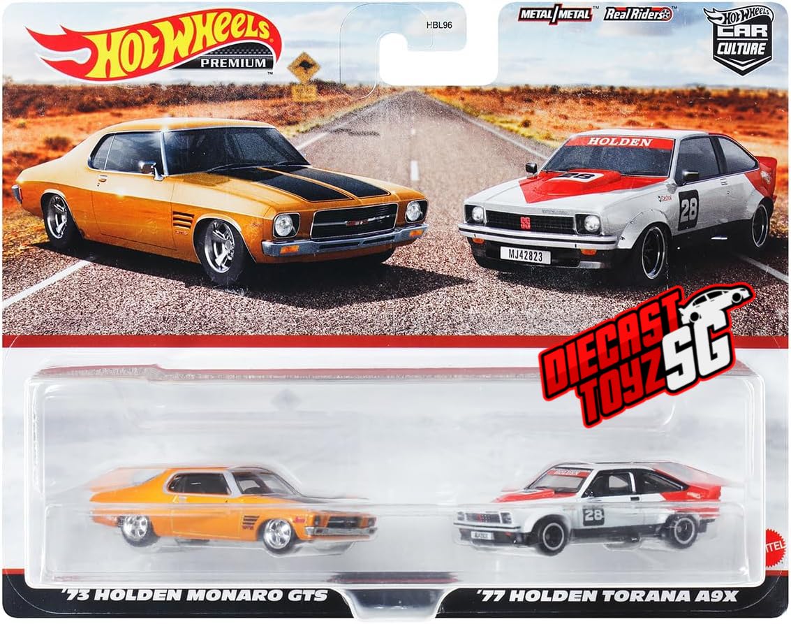 Hot Wheels HKF50 Premium 2-Pack '73 Holden Monaro GTS / '77 Holden Trana A9X