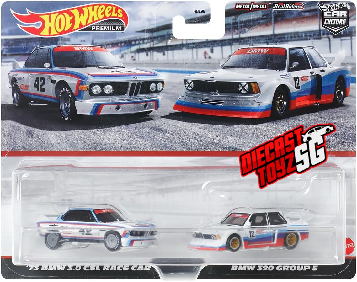 Hot Wheels HKF55 Premium 2-Pack '73 BMW 3.0 CSL Race Car/BMW 320 Group 5