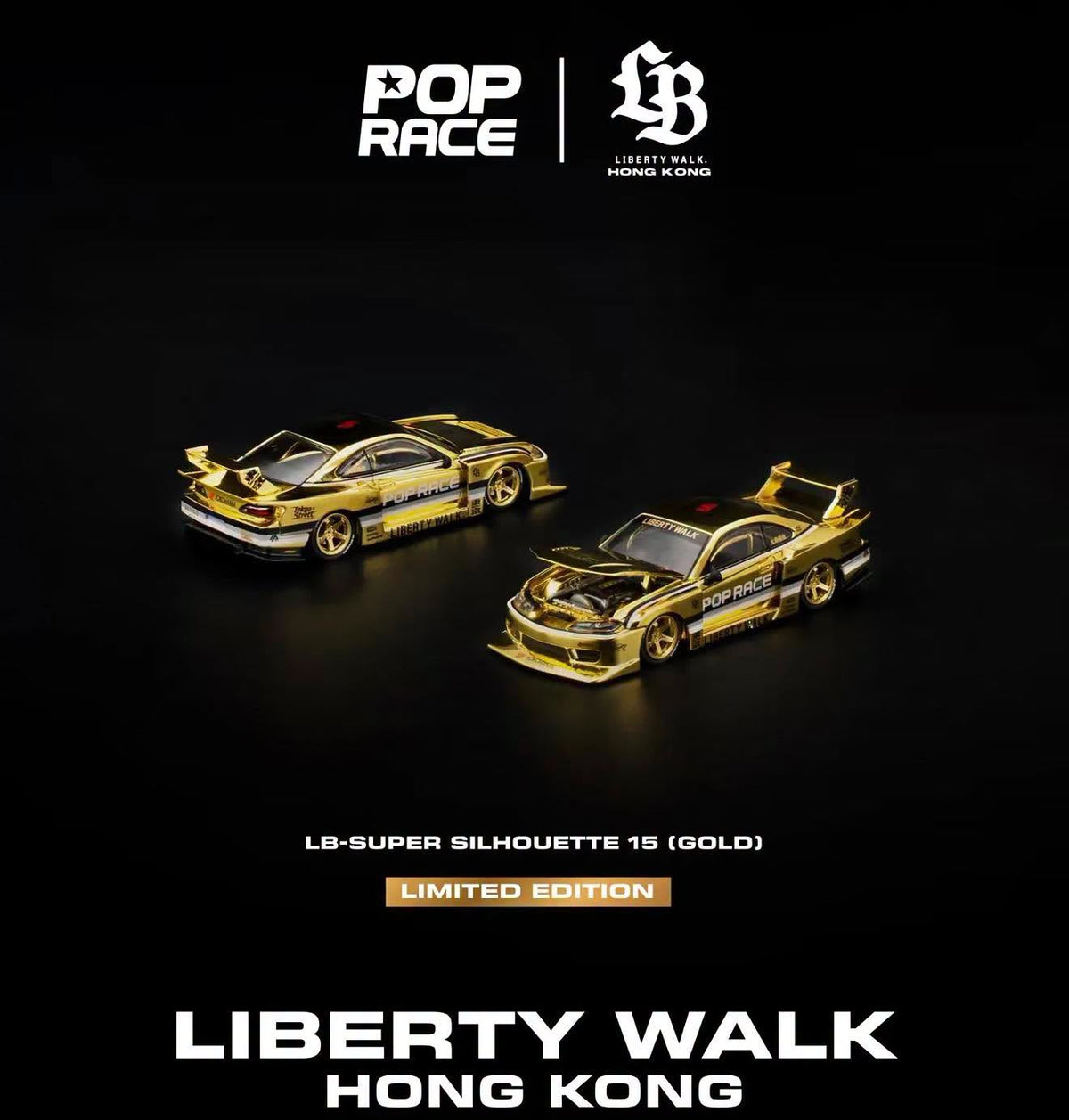 POP RACE 1/64 LB SUPER SILHOUETTE S15 GOLD CHROME | LB HONG KONG SHOP