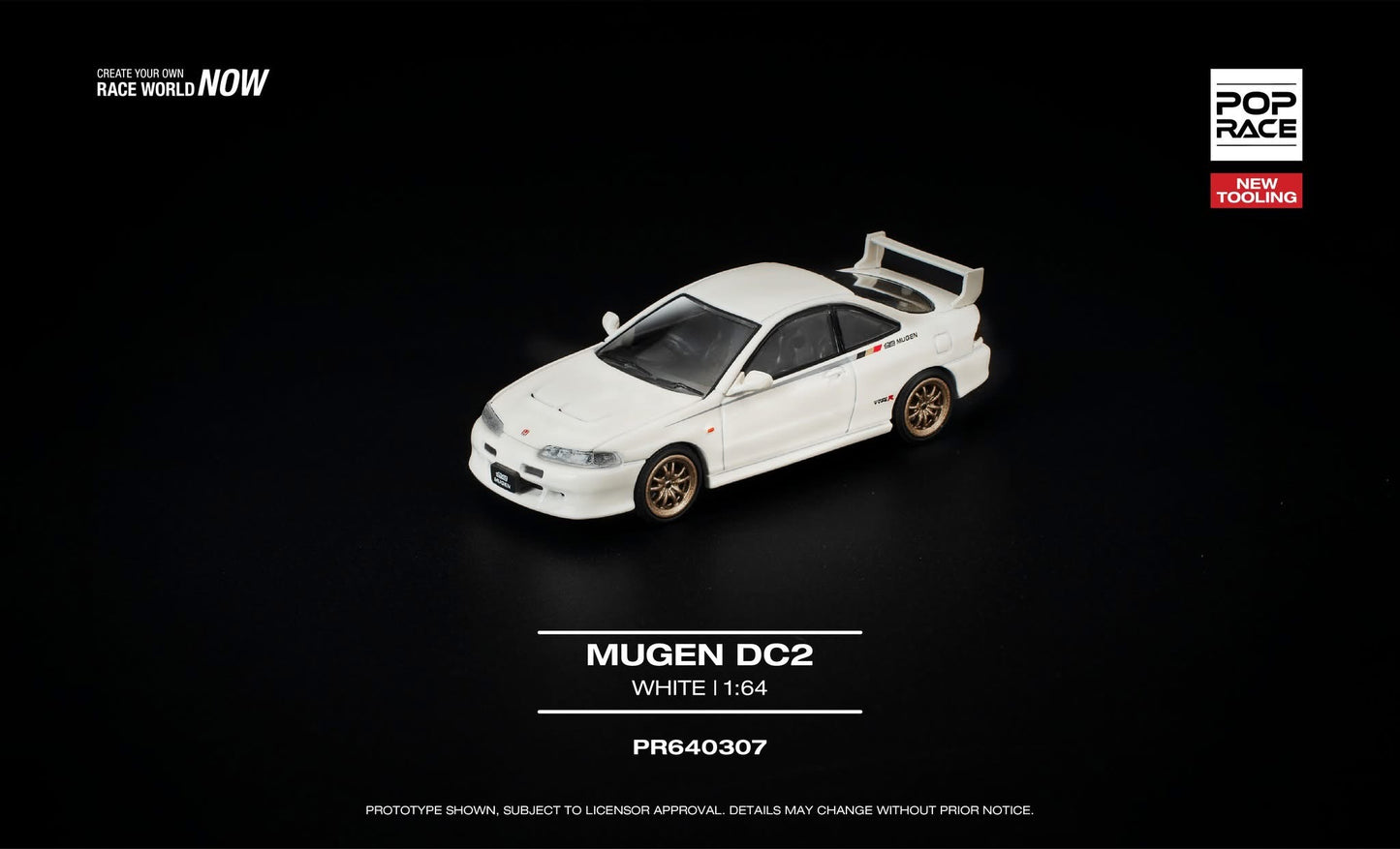 * PRE ORDER * POP RACE 1/64 MUGEN DC2 WHITE NEW TOOLING PR640307