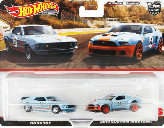 Hot Wheels HKF58 Premium 2-Pack 1969 Ford Mustang BOSS 302 / 2014 Custom Mustang