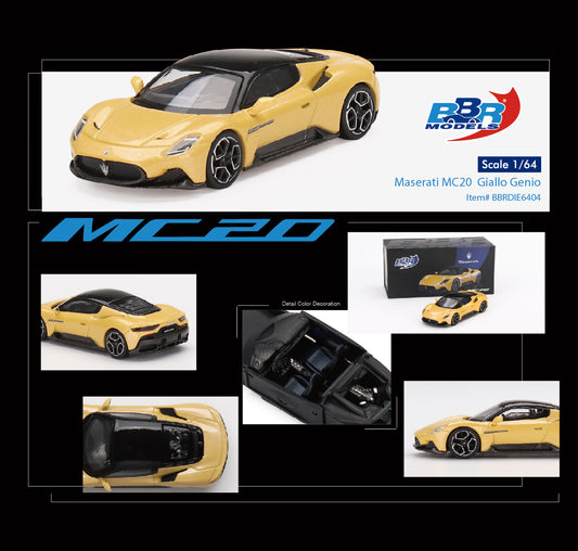 * PRE ORDER * BBR 1/64 Maserati MC20  Giallo Genio