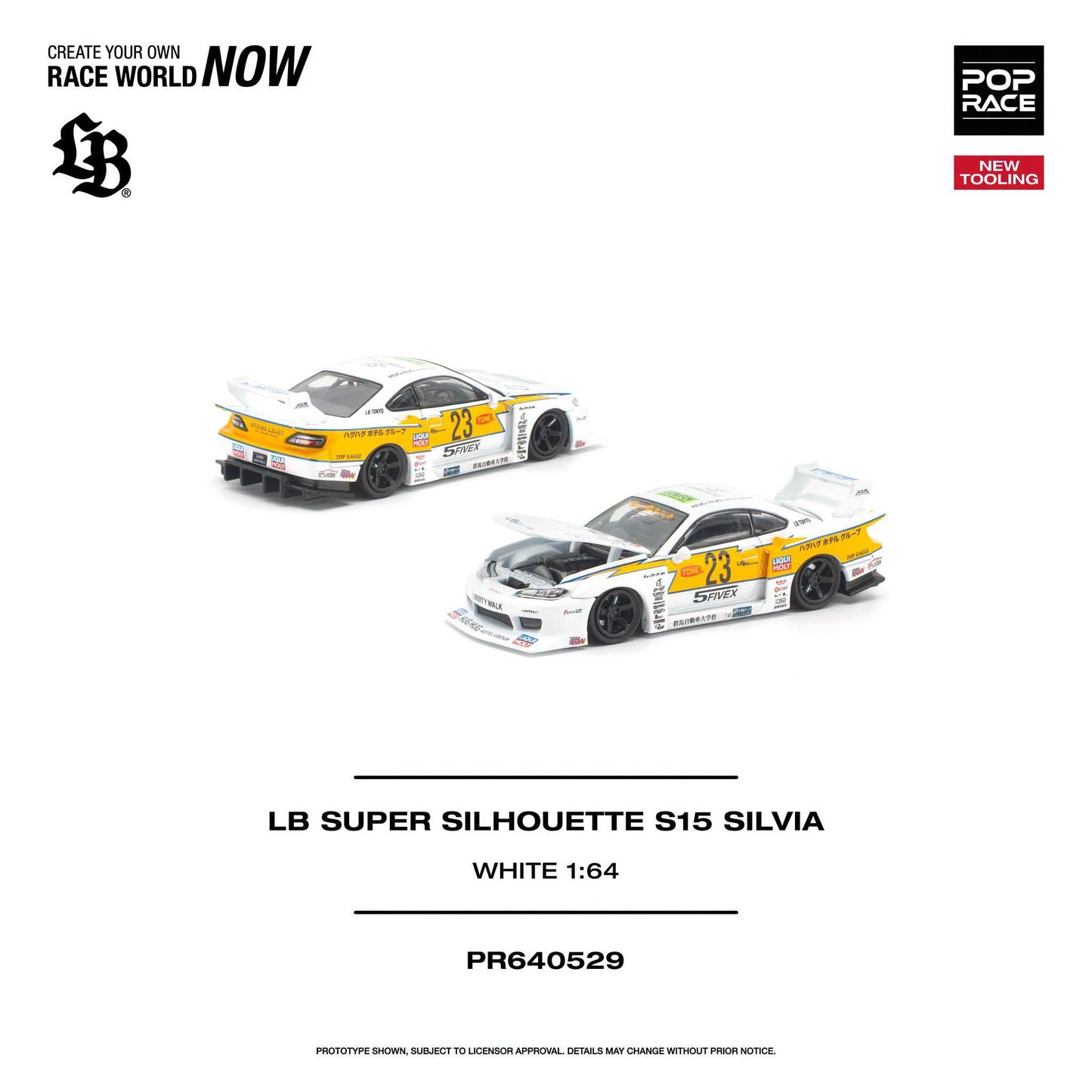 * PRE ORDER * POP RACE 1/64 LB SUPER SILHOUETTE S15 SILVIA WHITE PR640529