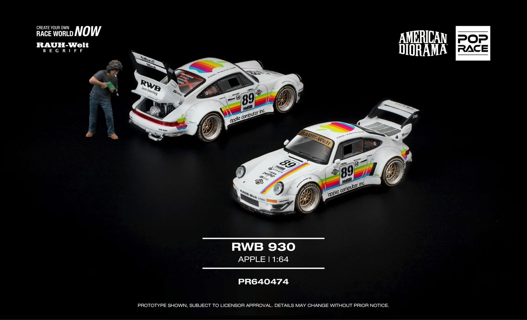 PRE ORDER * POP RACE 1/64 RWB 930 Apple - with Figure PR640474