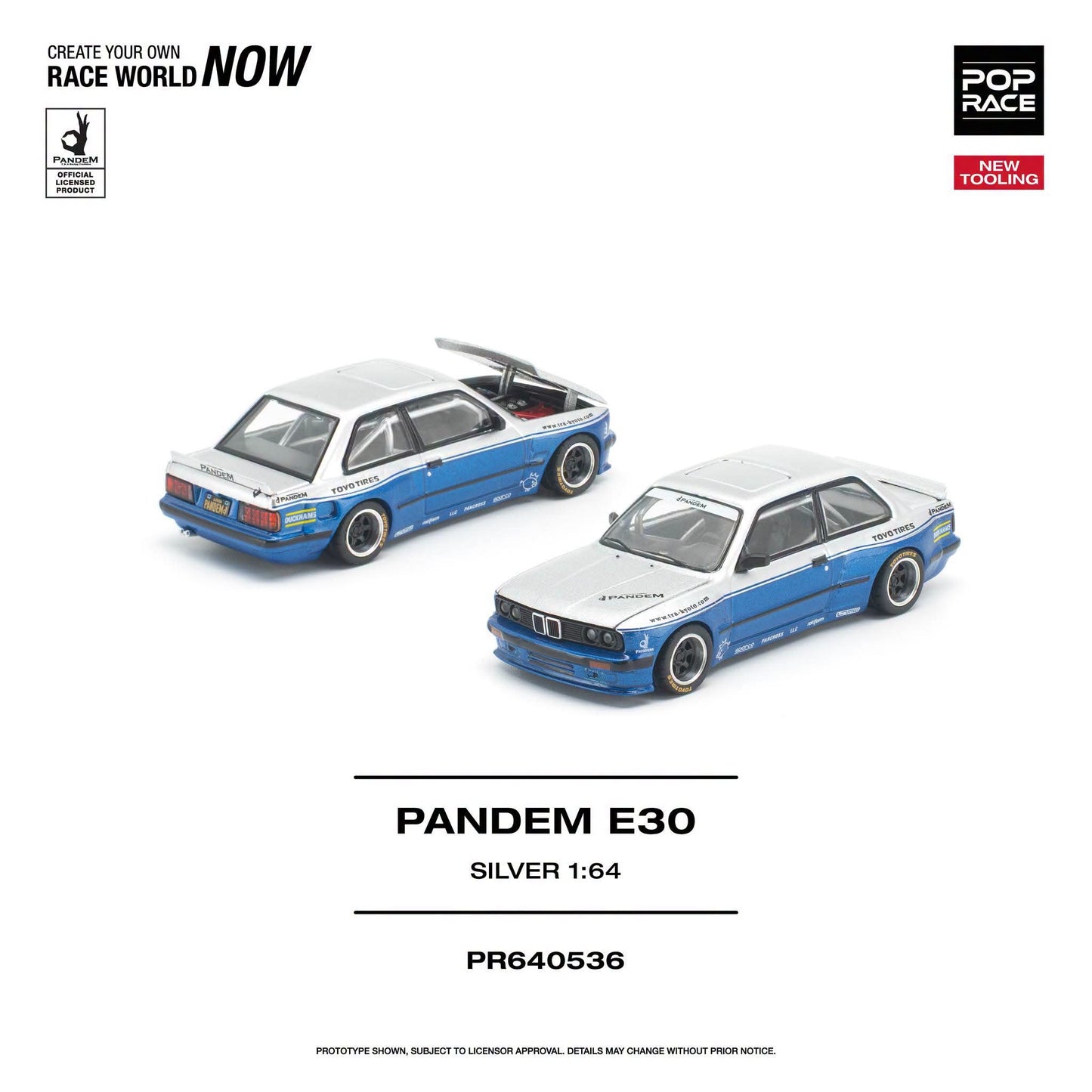 * PRE ORDER * POP RACE 1/64 PANDEM E30 SILVER PR640536