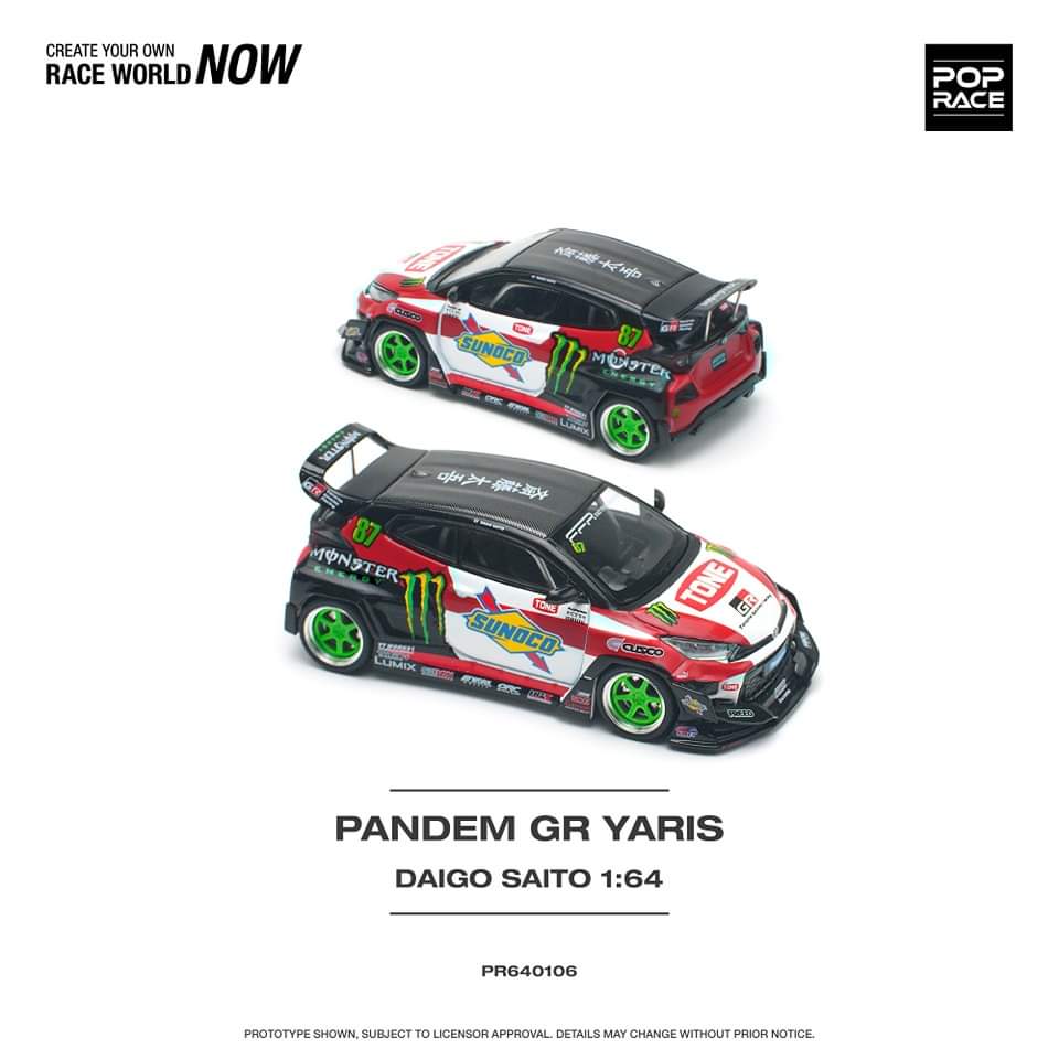 POP RACE 1/64 PANDEM GR YARIS DAIGO SAITO PR640106
