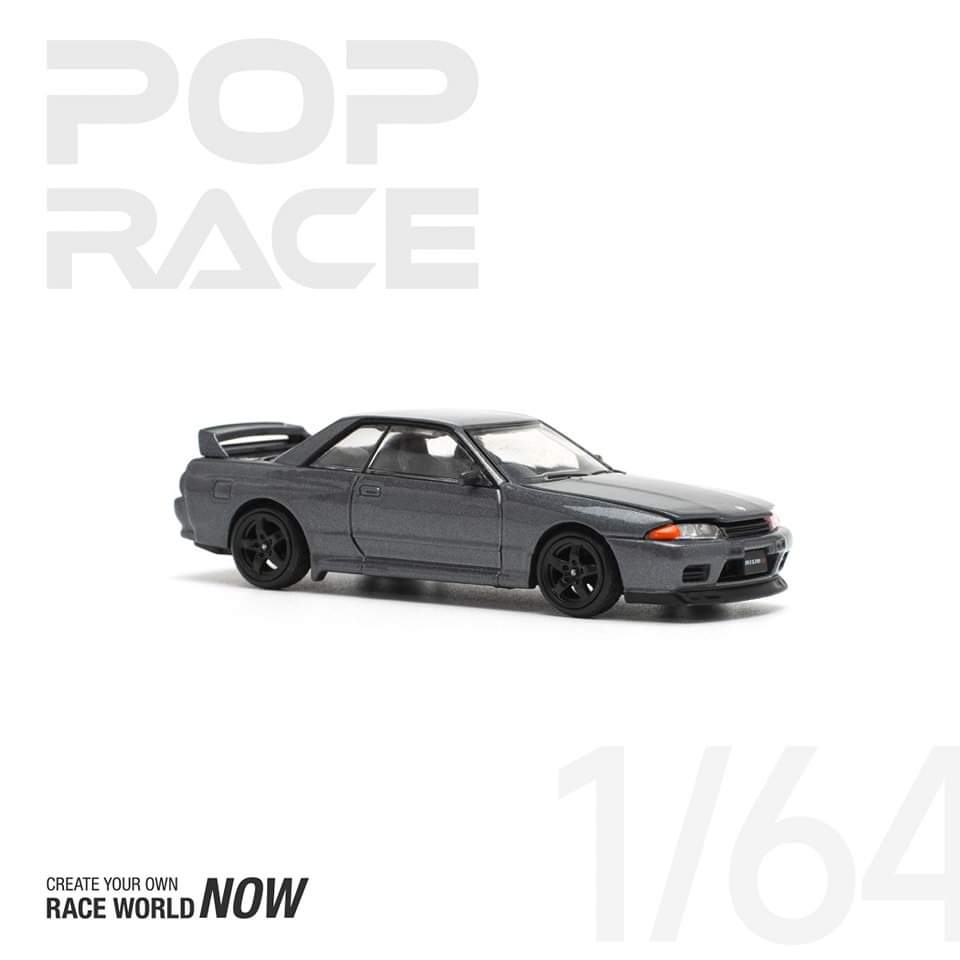 POP RACE 1/64 NISSAN SKYLINE GT-R (R32)GUN GREY METALLIC PR640101