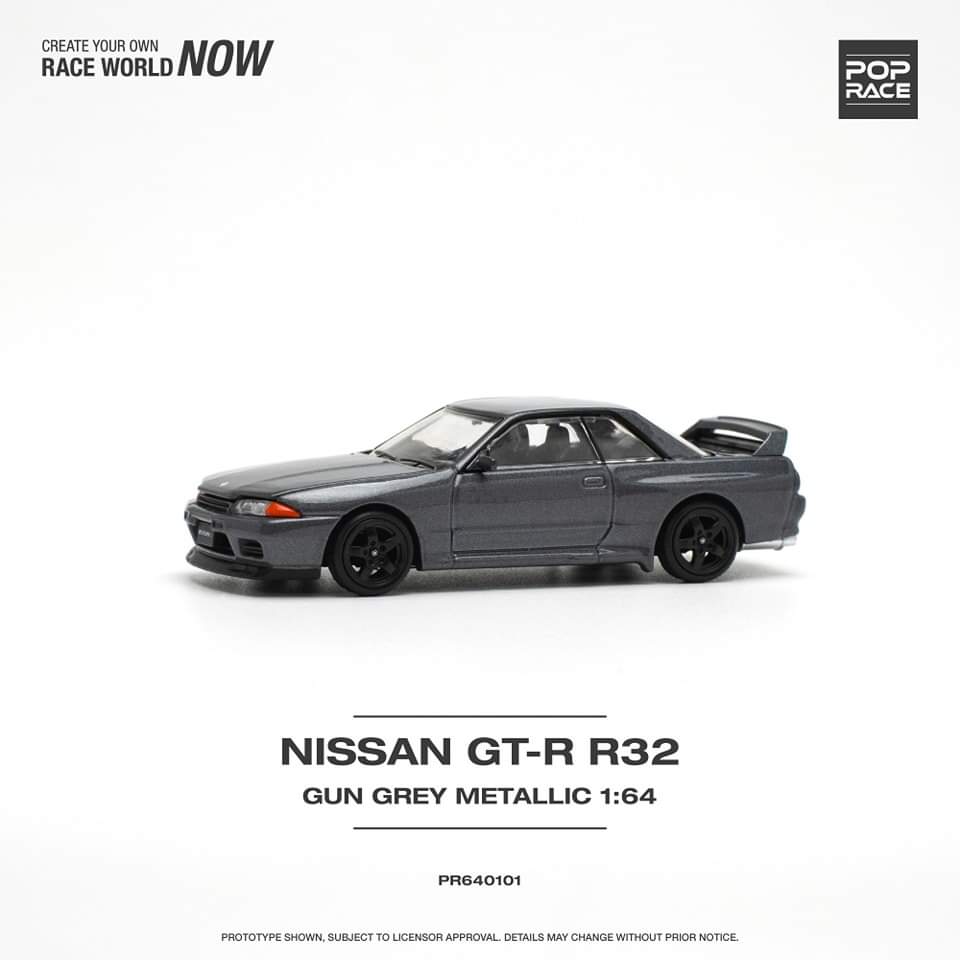 POP RACE 1/64 NISSAN SKYLINE GT-R (R32)GUN GREY METALLIC PR640101