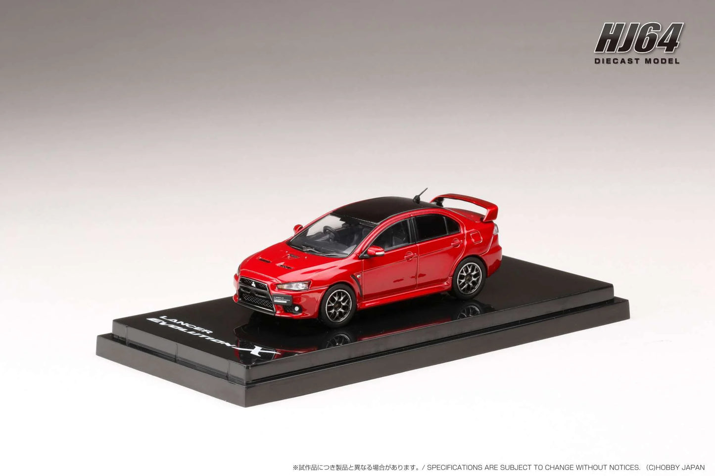 Hobby Japan 1/64 MITSUBISHI LANCER EVOLUTION Ⅹ FINAL EDITION WITH ENGINE DISPLAY MODELRED METALLIC / BLACK ROOF