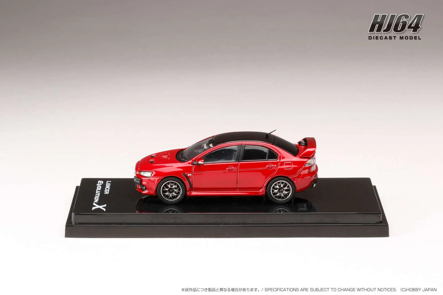 Hobby Japan 1/64 MITSUBISHI LANCER EVOLUTION Ⅹ FINAL EDITION WITH ENGINE DISPLAY MODELRED METALLIC / BLACK ROOF