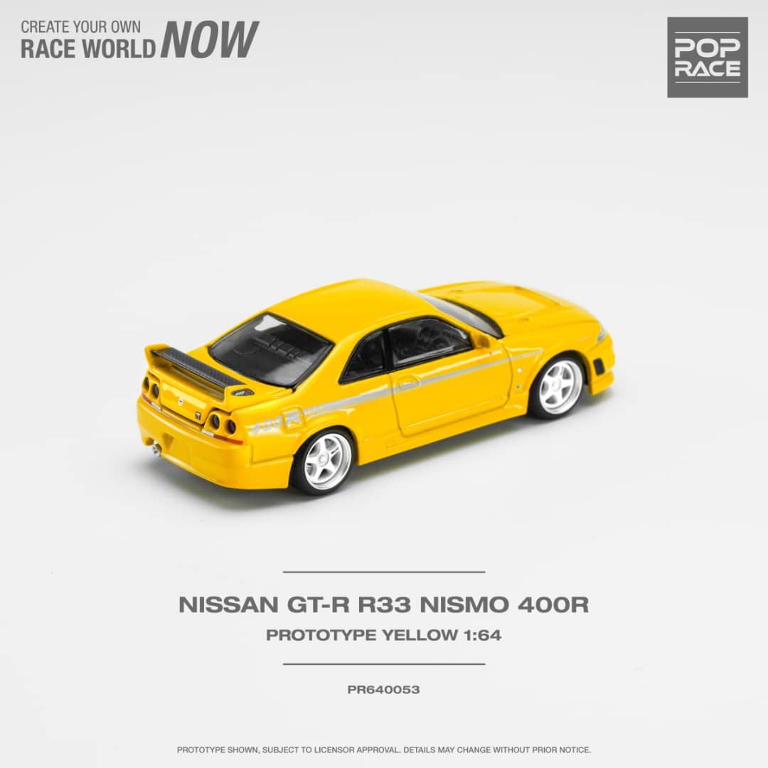 * PRE ORDER * POP RACE 1/64 Nissan Skyline R33 GT-R Nismo 400R Yellow