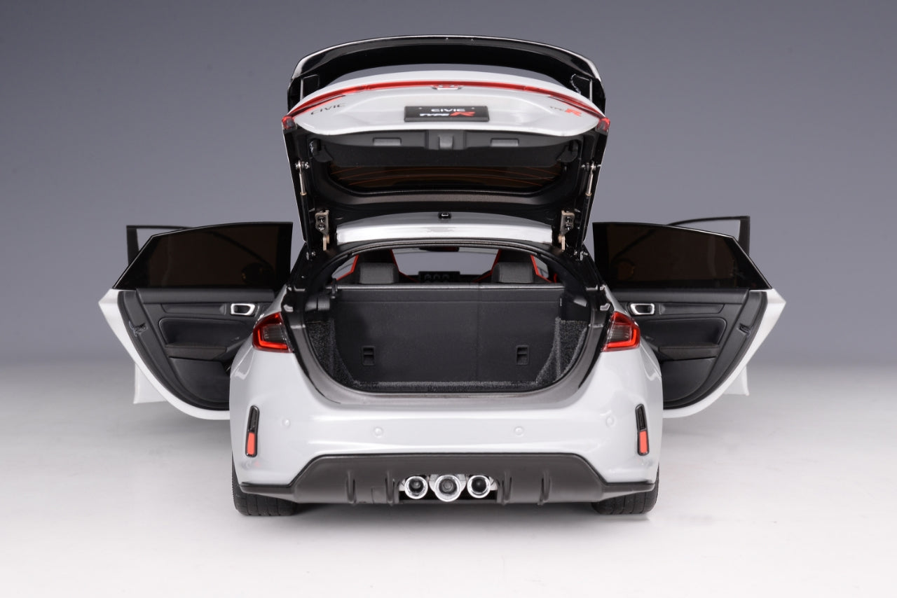 MOTORHELIX 1/18 Honda Civic Type R(FL5)Sonic Pearl Grey Diecast Model M85305 With Engine & Hoist