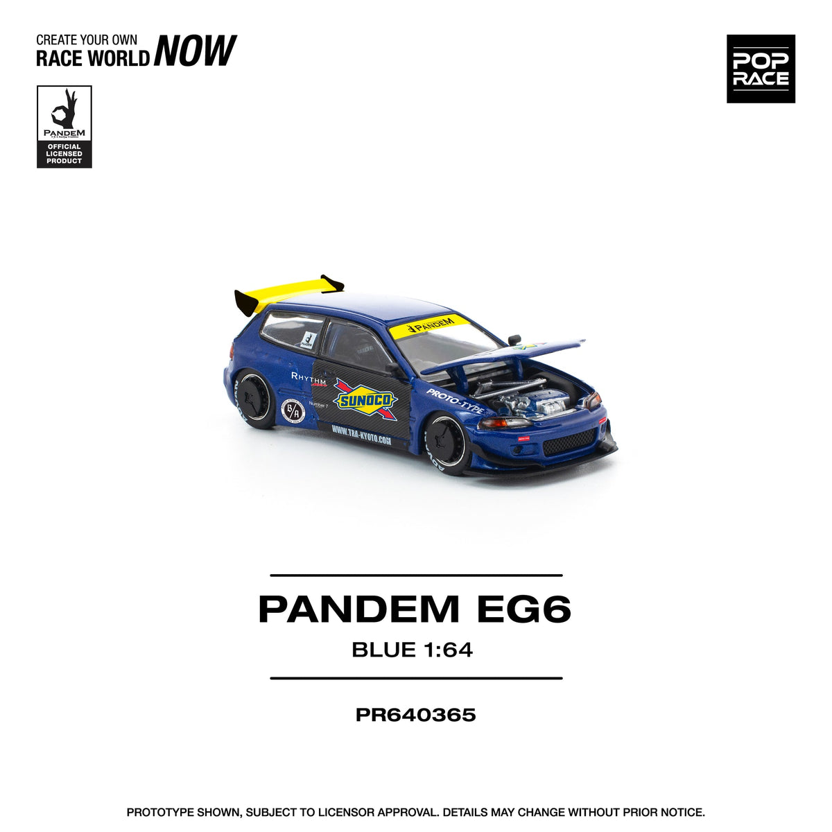 POP RACE 1/64 PANDEM CIVIC EG6 BLUE PR640365