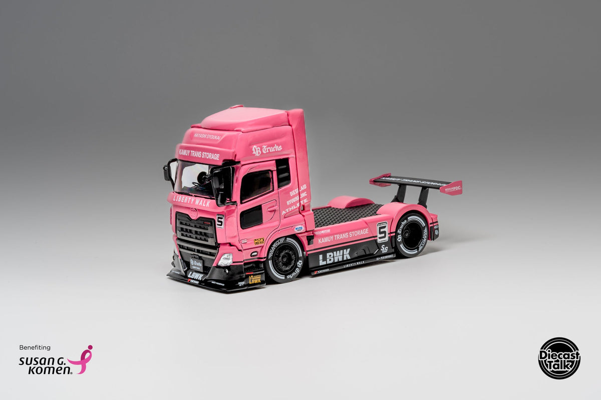 * PRE ORDER * DiecastTalk x Leen Customs x GCD 1:64 LBWK UD Quon LB Trucks Pink with Pin Charity