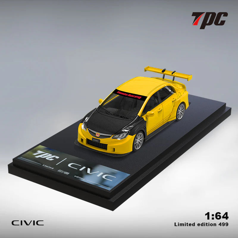 TPC 1/64 Honda Civic FD2 Yellow - Carbon Hood