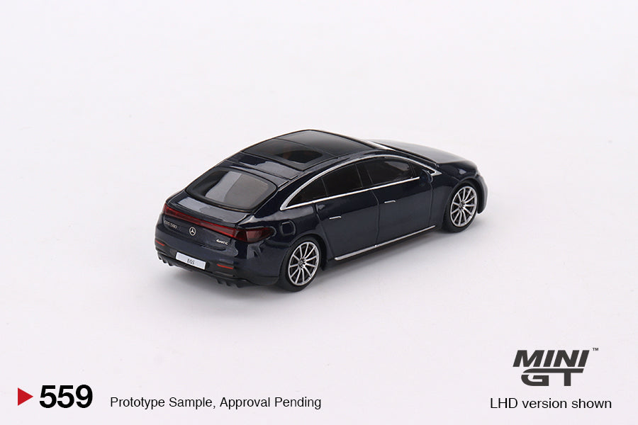 * PRE ORDER * MINI GT #559 "Mercedes-Benz EQS 580 4MATIC Nautical Blue Metallic" (RHD)