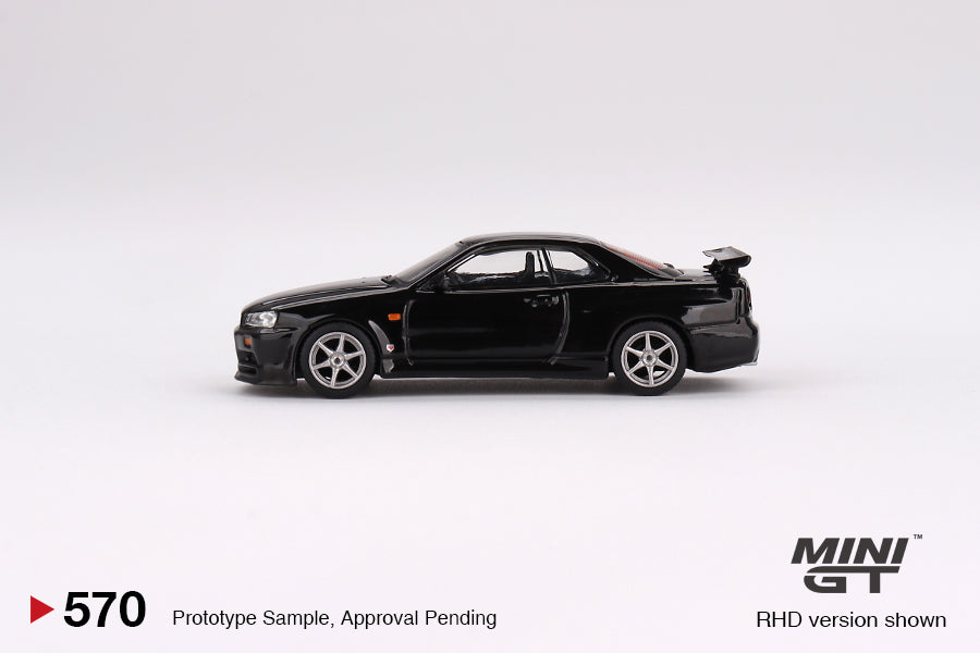 * PRE ORDER * MINI GT #570 1/64 Nissan Skyline GT-R (R34) V-Spec Black Pearl RHD