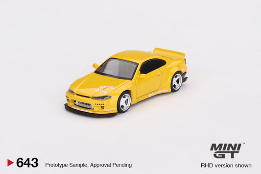 MINI GT #643 1/64 Nissan Silvia (S15) Rocket Bunny  Bronze Yellow (RHD)