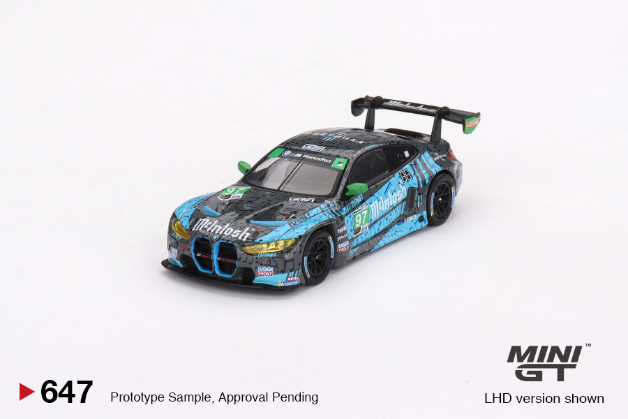 * PRE ORDER * MINI GT #647 1/64 "BMW M4 GT3 #97 Turner Motorsport IMSA 2023 Laguna Seca GTD 2nd Place" (LHD)