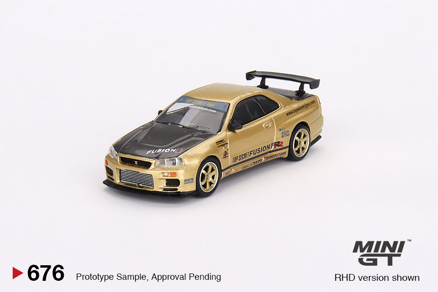 * PRE ORDER * MINI GT #676 1/64 "Nissan Skyline GT-R (R34) Top Secret Top Secret Gold
- Japan Exclusive"