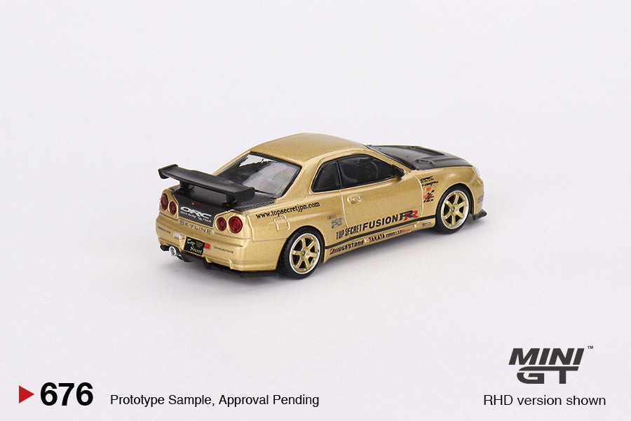 * PRE ORDER * MINI GT #676 1/64 "Nissan Skyline GT-R (R34) Top Secret Top Secret Gold
- Japan Exclusive"