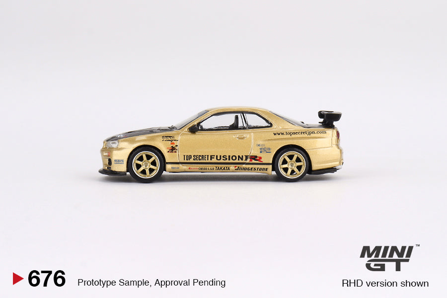 * PRE ORDER * MINI GT #676 1/64 "Nissan Skyline GT-R (R34) Top Secret Top Secret Gold
- Japan Exclusive"