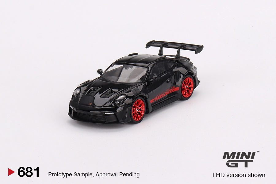 * PRE ORDER * MINI GT 1/64 #681 Porsche 911 (992) GT3 RS Black with Pyro Red (RHD)
