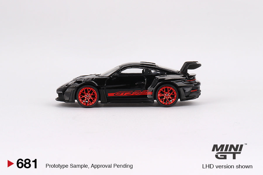 * PRE ORDER * MINI GT 1/64 #681 Porsche 911 (992) GT3 RS Black with Pyro Red (RHD)