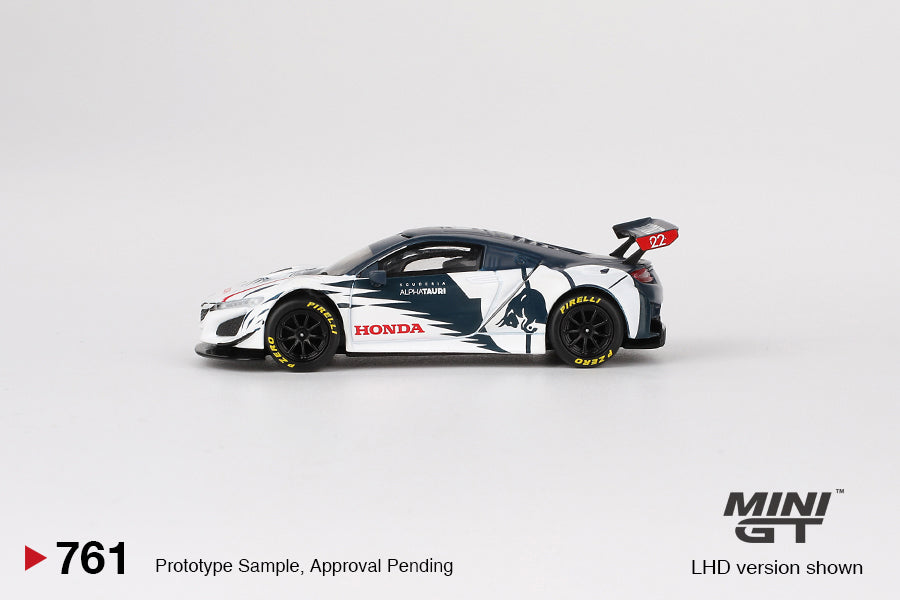 MINI GT #761 1/64 Honda NSX GT3 EVO AlphaTauri Yuki Tsunoda 2023 Red Bull Formula Nurburgring (LHD)