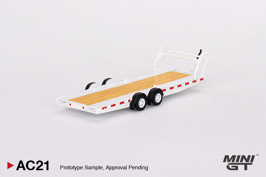 * PRE ORDER * MINI GT #AC21 1/64 Car Hauler Trailer White