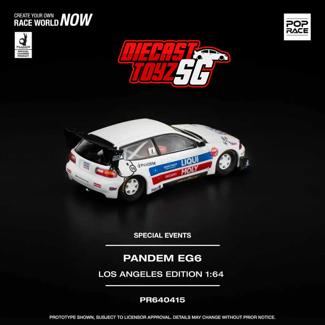 POP RACE 1/64 Pop Race Pandem EG6 White LA Exclusive PR640415
