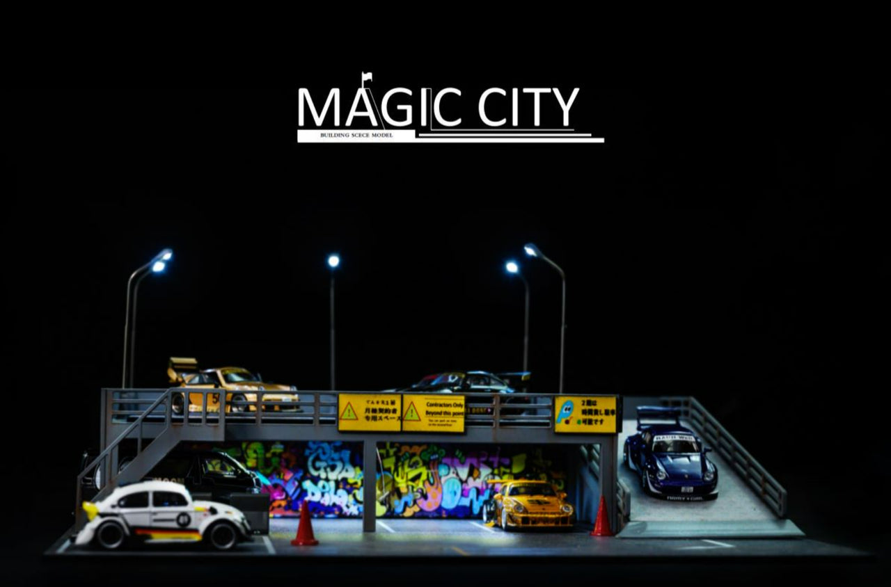 Magic City 1/64 RWB Roppongi Annual Gathering Double Level Parking Lot Diorama 110031