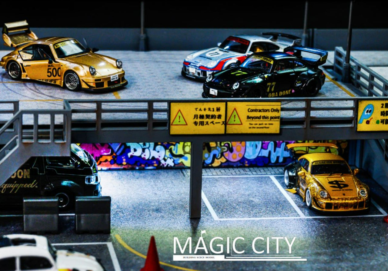 Magic City 1/64 RWB Roppongi Annual Gathering Double Level Parking Lot Diorama 110031