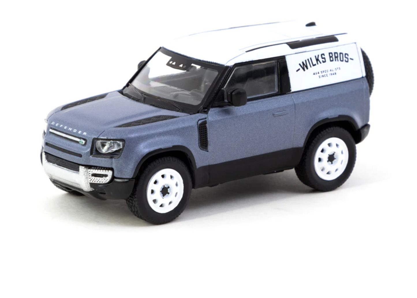TARMAC WORKS 1/64 LAND ROVER DEFENDER 90 MATTE BLUE GREY - GLOBAL64
