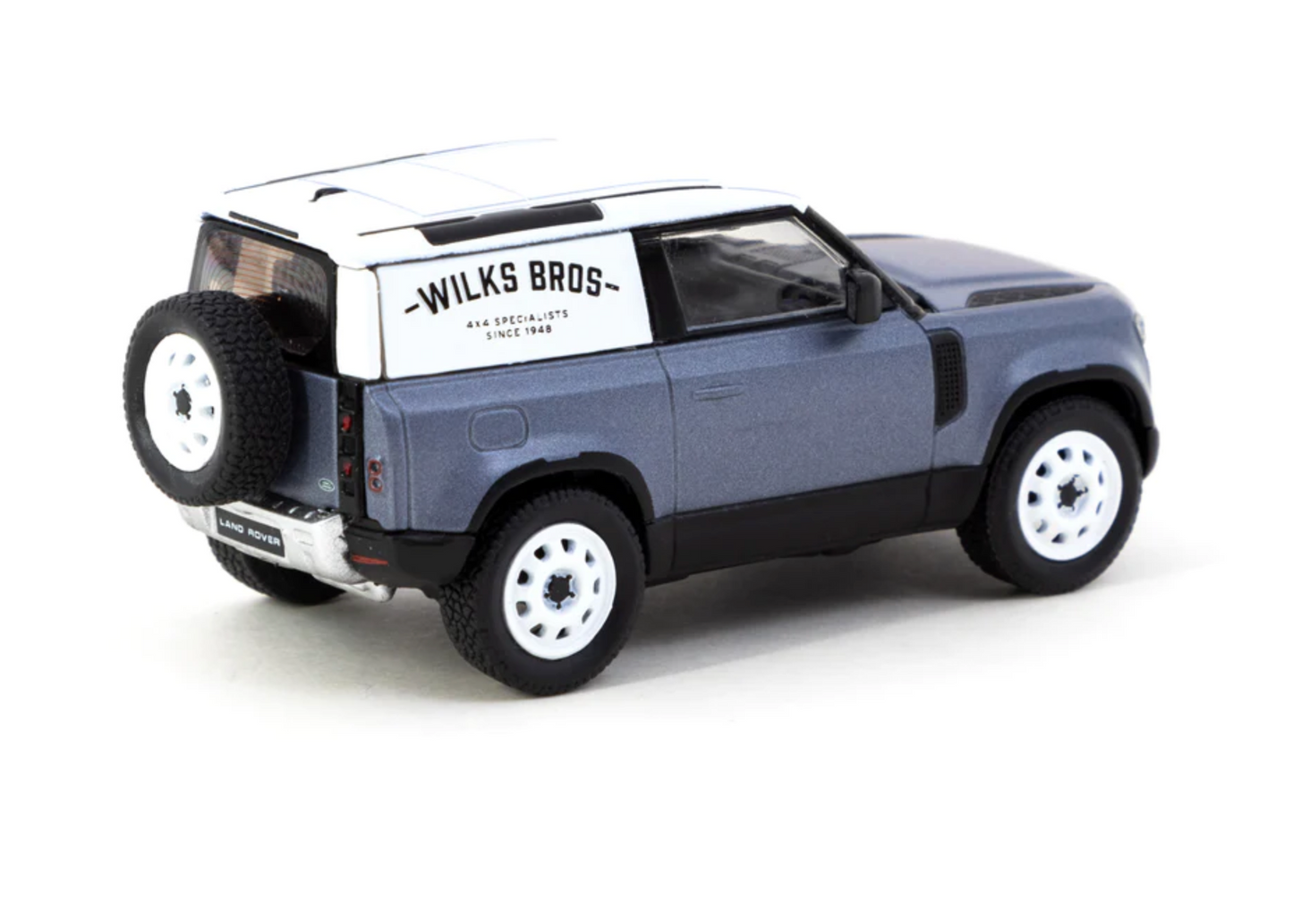 TARMAC WORKS 1/64 LAND ROVER DEFENDER 90 MATTE BLUE GREY - GLOBAL64