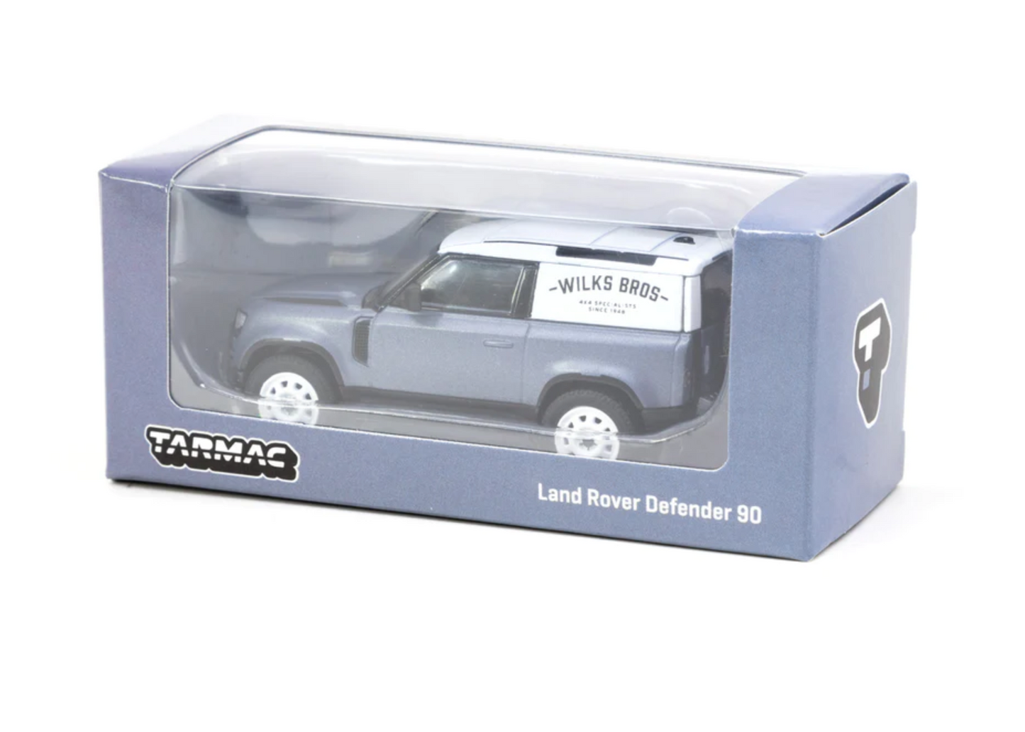 TARMAC WORKS 1/64 LAND ROVER DEFENDER 90 MATTE BLUE GREY - GLOBAL64