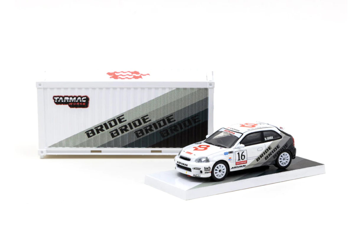 Tarmac Works 1/64 Honda Civic Type R EK9 BRIDE with Container - HOBBY64