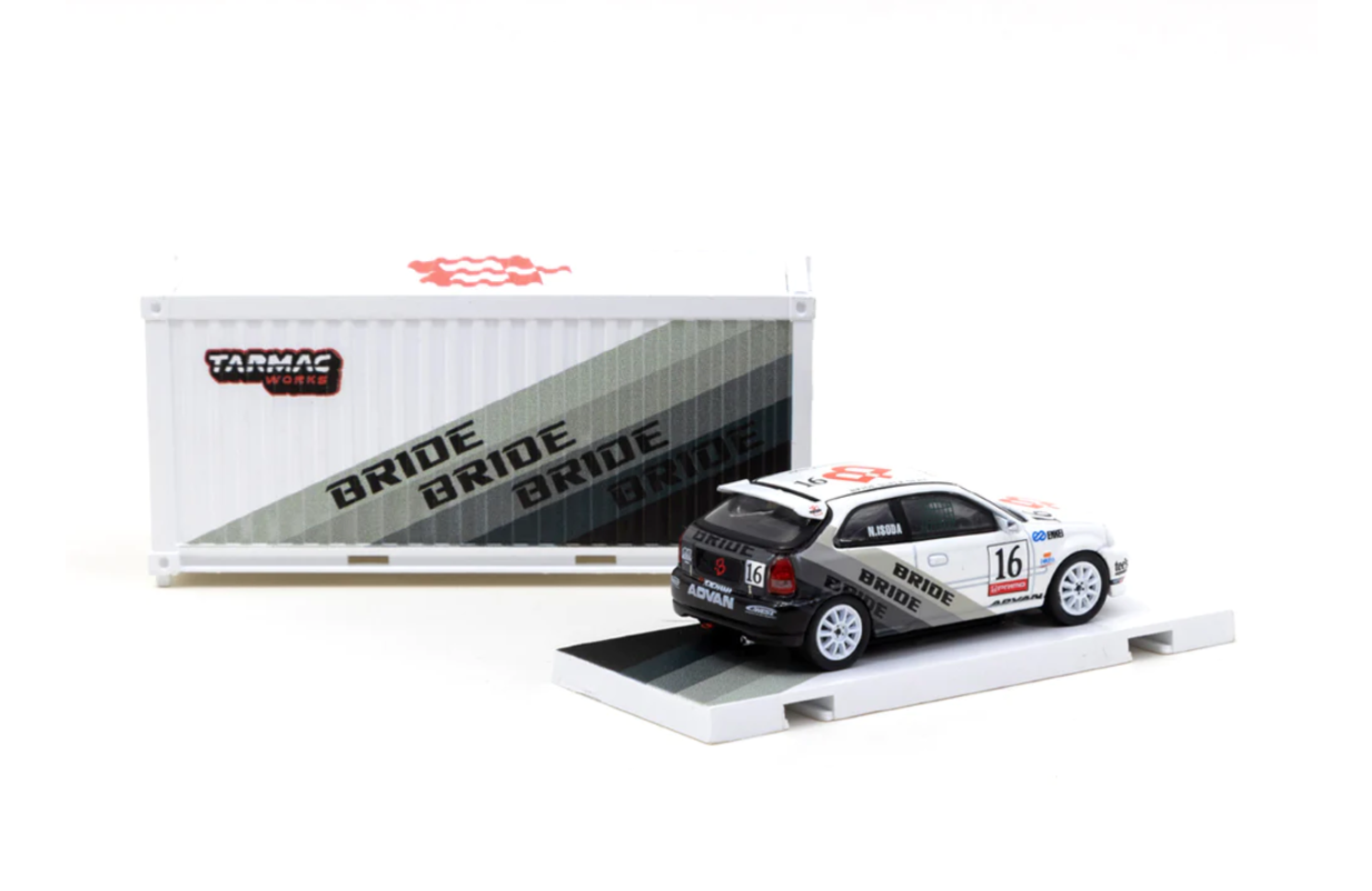Tarmac Works 1/64 Honda Civic Type R EK9 BRIDE with Container - HOBBY64