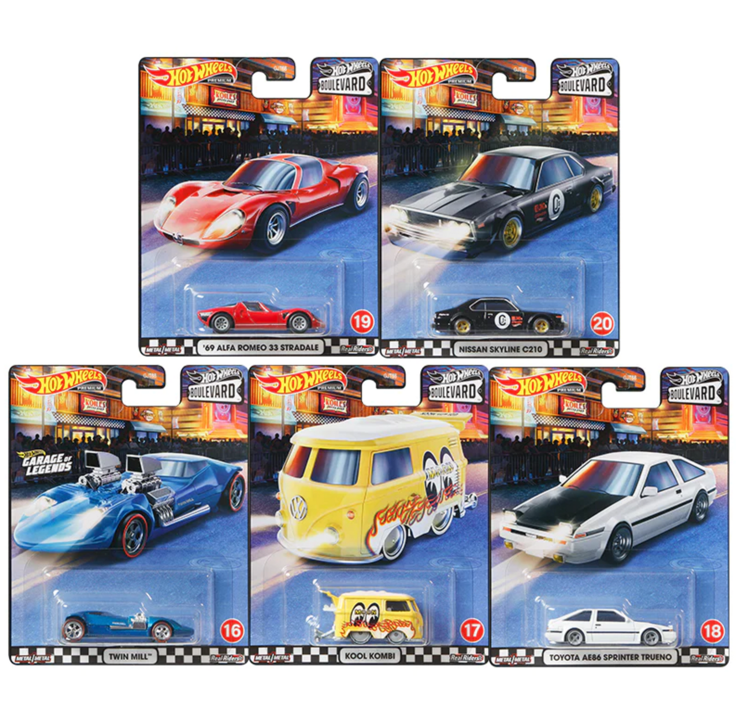 Hot Wheels Premium Boulevard Series ( #16 - #20) Set