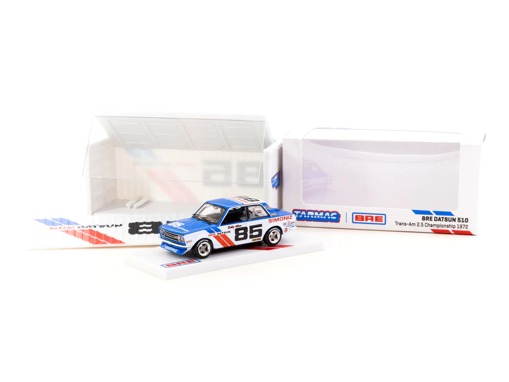 Tarmac Works 1/64 BRE Datsun 510 Trans-Am 2.5 Championship 1972 #85 with Container - HOBBY64