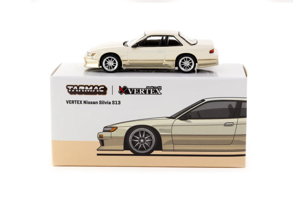 Tarmac Works 1/64 VERTEX Nissan Silvia S13 White / Gold - Lamley Special Edition - GLOBAL64