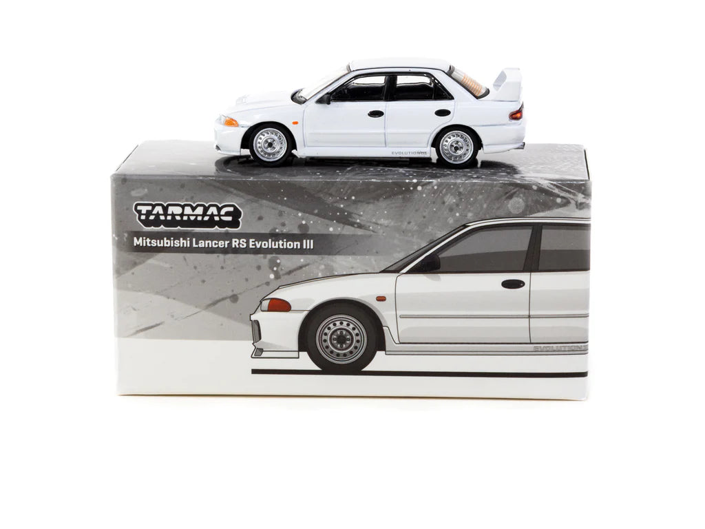 Tarmac Works 1/64 Mitsubishi Lancer RS Evolution III White - Lamley Special Edition - GLOBAL64