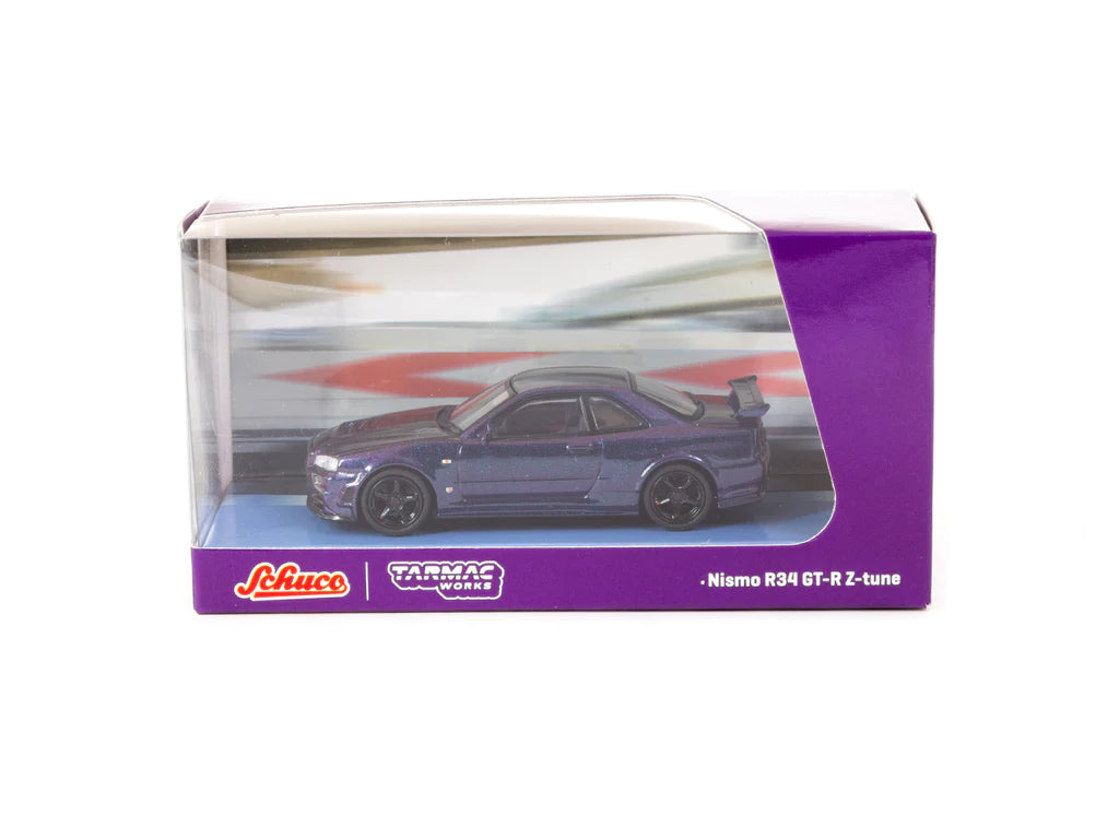 Tarmac Works X Schuco Collab64 1/64 Nissan Skyline GT-R (R34) Z-tune Midnight Purple III