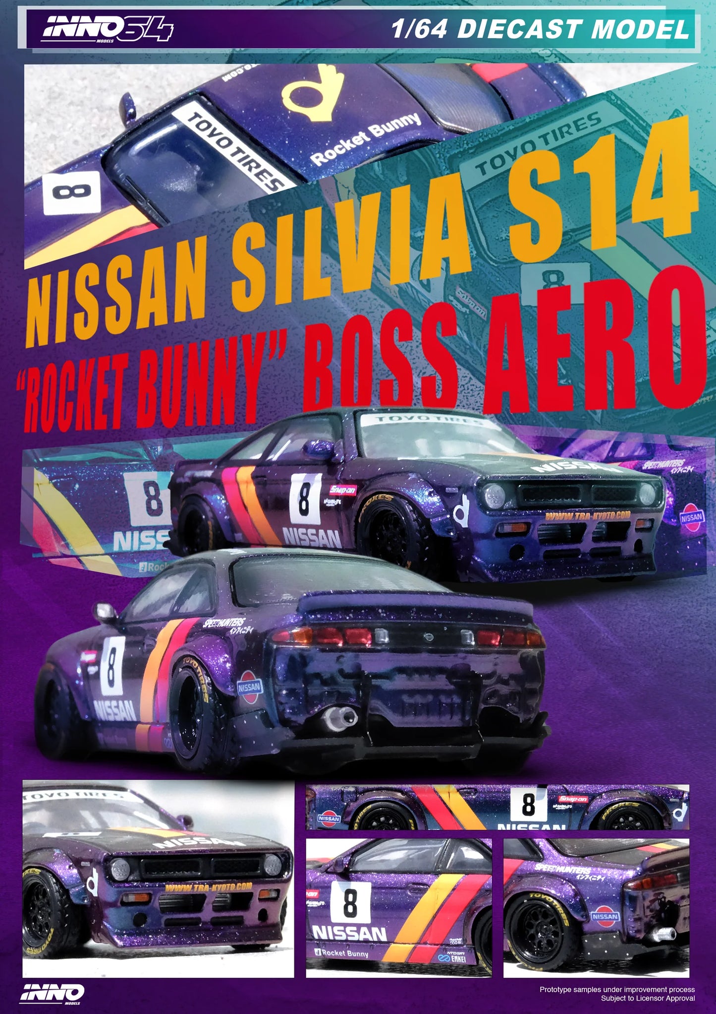 INNO64 1/64 Nissan Silvia (S14) BOSS "Rocket Bunny" in Purple