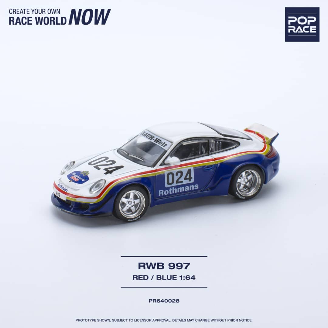 * PRE ORDER * POP RACE 1/64 RWB 997 RED BLUE Rothmans #024 PR640028