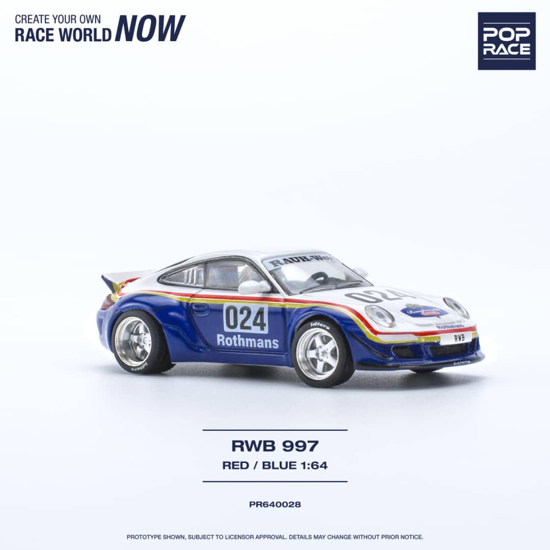 * PRE ORDER * POP RACE 1/64 RWB 997 RED BLUE Rothmans #024 PR640028