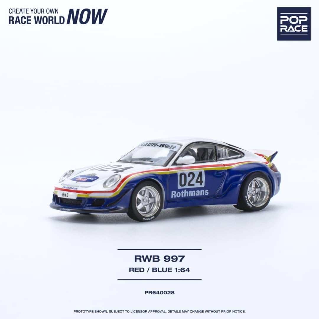 * PRE ORDER * POP RACE 1/64 RWB 997 RED BLUE Rothmans #024 PR640028
